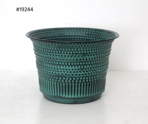 Pot de fleurs en fer texturé bleu diamant, décoratif, pour l'intérieur et l'extérieur, jardinière ronde en métal, conteneur pour plantes - Product Image 2
