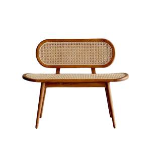 Banc en rotin de style européen avec structure en bois massif, bancs de patio extérieurs pour café, restaurant, hôtel, vente en gros de meubles - Product Image 4