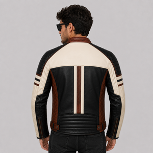 Premium Stand Collar Winter Leather Jacket for <b>Men</b> Cafe Racer High Quality Classic Fashion Modern Outerwear Front - Product Image 2