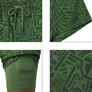 กางเกงกีฬาชายสองชั้น 2 in 1 ผ้าไมโครเมชชั้นนอก บุชั้นในรัดรูป สำหรับฟุตบอล วอลเลย์บอล ฝึกซ้อม ขายส่ง - Product Image 3