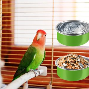 Premium Quality Portable <b>Bird</b> <b>Feeder</b> Hanging Stainless Steel <b>Cage</b> Coop with Hook Cup Bowl for <b>Bird</b> Parrot's Water Food Dish - Product Image 4