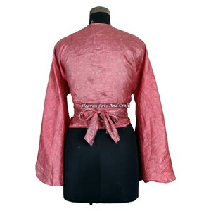Nueva Colección de Verano 2026, Top Corto de Seda con Lazos, Blusa de Manga Campana para Mujer, Ideal para Fiestas en la Playa - Product Image 5