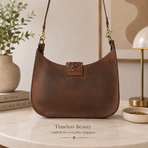 Bolso de Hombro de Cuero Hairon para Mujer, Bolso de Mano Occidental con Tachuelas de Cuero Vacuno Genuino, Bolso Boho con Diseño Repujado, Elegante y a la Moda para el Día a Día - Product Image 2