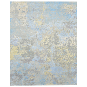 Alfombra Artesanal Pahadiya de Lana Premium, Diseño Abstracto, Elegante, Azul, de Pelo Corto, para Decoración Moderna - Product Image 1