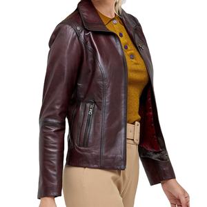 ผู้ผลิตเสื้อแจ็คเก็ตหนังแท้สำหรับผู้หญิงแบบกำหนดเอง บุด้วยผ้าฝ้ายถัก แห้งเร็ว เป็นมิตรกับสิ่งแวดล้อม ขายส่ง - Product Image 3