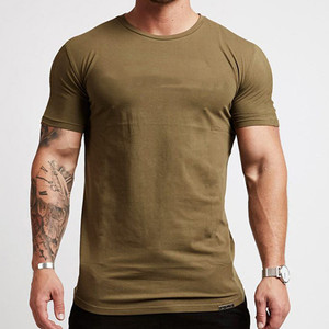 T-shirt pour homme, noir, coupe ajustée, manches courtes, col rond, 100% coton jersey, décontracté, respirant, couleur unie - Product Image 2