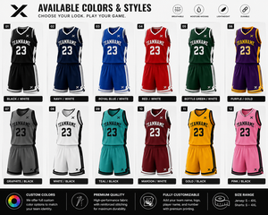 Ensemble maillot et short de basketball sublimé pour homme X Sports City – Coupe athlétique, polyester anti-humidité, uniformes d'équipe - Product Image 5