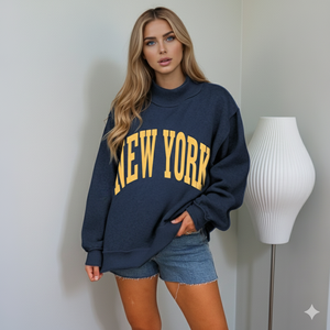 OEM/ODM Women Oversized Mock Neck <b>Drop</b> Shoulder Winter Fleece 100% Cotton Streetwear Casual Sweatshirt Custom Logo Printing - Product Image 5