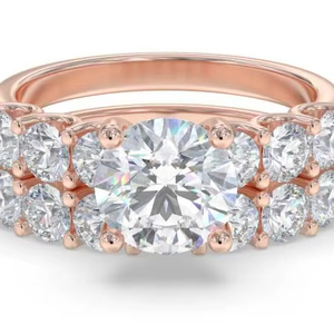 Round Cut Shoulder <b>Set</b> <b>Ring</b> & Matching Wedding Band 0.80 Ct Lab Grown Diamond In 18K <b>Gold</b> And Platinum - Product Image 1