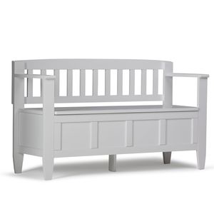 Panca contenitore da ingresso Brooklyn in bianco - Sgabelli e pouf eleganti - Product Image 1