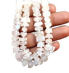 Fabricación de joyas al por mayor Piedra en bruto de alta calidad piedra lunar blanca Natural forma desigual Centro perforado crudo - Product Image 1