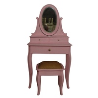 Coiffeuse classique pour enfants avec miroir et tabouret, meuble de chambre en bois pour filles