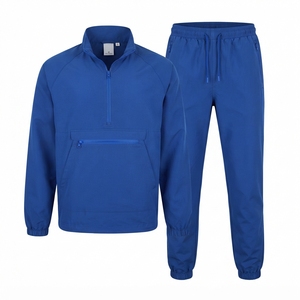 Proveedor de Conjuntos Deportivos Minimalistas Personalizados, Chaqueta Cortavientos Ligera de Poliéster con Media Cremallera y Pantalones - Product Image 1