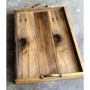 Plateau en bois décoratif de forme ovale, respectueux de l'environnement, avec poignées gravées de luxe, produits artisanaux, fournitures hôtelières - Product Image 6