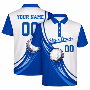 Chemises décontractées pour hommes de haute qualité OEM, manches courtes, boutonnées, longueur normale, séchage rapide, polyester, élasthanne, imprimées, pour le golf - Product Image 2