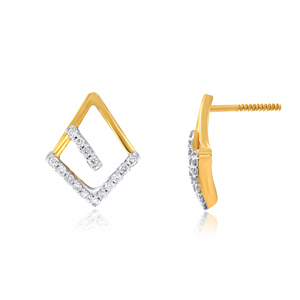 Pendientes de Diamantes Dulces y Encantadores, Minimalistas, de Oro Amarillo, Corte Brillante Redondo - Product Image 3