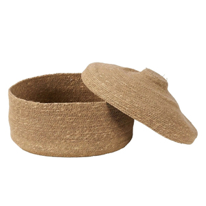 Panier rond à couvercle en jonc de mer naturel Pacific Lifestyle, fait main, pour rangement, vente en gros, écologique, fabriqué au Vietnam - Product Image 1