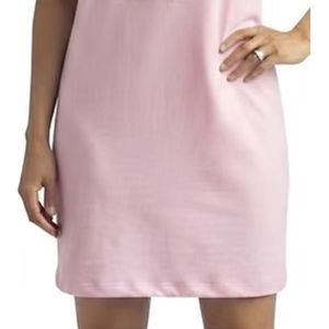 Women Light Pink V Neck T Shirt <b>Dress</b> Short Sleeve Embossed Design Casual <b>Loose</b> Fit Knee Length <b>Summer</b> Fashion <b>Dress</b> for Ladies - Product Image 5