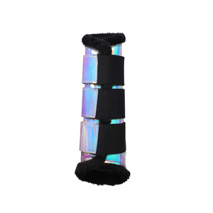 Protège-jambes pour chevaux en PVC holographique, style luxueux, bordure noire, protection des tendons, usage équestre - Product Image 3
