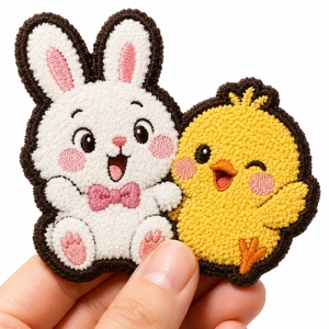 Écussons brodés en chenille personnalisés, motifs animaux mignons (ours, chat, chien, lapin, renard, panda, tigre, poussin) pour vêtements et vestes d'enfants - Product Image 2