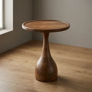 Mesa de Centro Redonda Moderna de Madera, Diseño de Mediados de Siglo, Muebles Hechos a Mano para Sala de Estar - Product Image 6