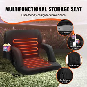 Sedia Pieghevole Portatile Imbottita Reclinabile con Doppio Riscaldamento, Sedile da Stadio a 3 Livelli di Riscaldamento, Ampio Sedile per Gradinate con Supporto per la Schiena, Ideale per il Campeggio - Product Image 4