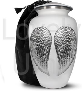 Urna Funeraria de Metal Blanca DC Wings para Cenizas Humanas, Urna Conmemorativa para Adultos, Hecha a Mano, Fabricante OEM ODM - Product Image 2
