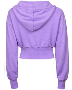 Womens Lavender <b>Cropped</b> <b>Zip</b> <b>Up</b> Hoodie Slim Fit Long Sleeve Casual Streetwear Cotton Fleece Sweatshirt Custom Logo ODM Factory - Product Image 2