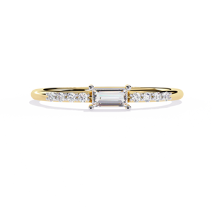 นักออกแบบแฟชั่น แหวนเพชรทรงบาแกตต์และทรงกลมสำหรับผู้หญิง ทอง 10k 14k 18k เพชรเม็ดเดี่ยว สำหรับงานหมั้น งานครบรอบ งานแต่งงาน พร้อมใบรับรอง IGI - Product Image 1