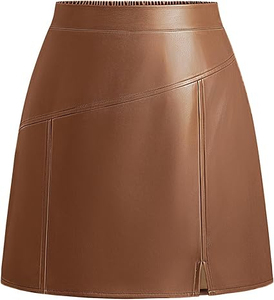 Nouvelle arrivée, jupe courte en cuir véritable pour femmes, taille haute, coupe ajustée, jupe sexy et tendance, design personnalisé, fabricant OEM - Product Image 1