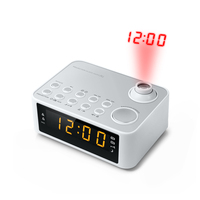 Jam Digital Alarm Ganda Radio AM/FM 20 Stasiun Preset Proyeksi Waktu Fungsi Tunda/Tidur Layar LED Amber Multifungsi