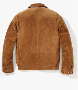 Veste en daim pour homme, col rabattu, fermeture éclair, couleur unie, style hiver, imperméable - Product Image 3