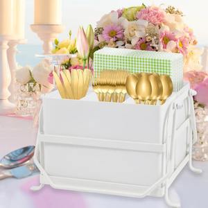 Porte-couverts blanc moderne et élégant, facile à transporter pour pique-nique, buffet extérieur, présentation de couverts et fêtes barbecue, en provenance d'Inde - Product Image 5