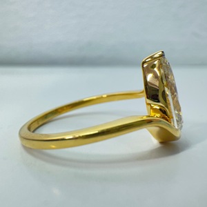 Pear Cut Lab Grown <b>Diamond</b> Solitaire <b>Ring</b> in 18K Yellow Gold | 1.75 CT - Product Image 3