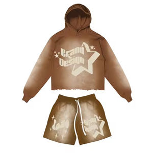 Top Material Made <b>Men</b> Slim Fit Hoodie & <b>Short</b> Set <b>Long</b> Sleeves Hoodie & <b>Shorts</b> Set For Online Sale - Product Image 5