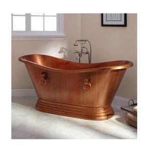อ่างอาบน้ำทองแดงแบบลอยตัวทรงรี ดีไซน์หรูหรา ทำมือ พร้อมหูจับ สำหรับโรงแรม รีสอร์ท วิลล่า ขายส่ง - Product Image 1