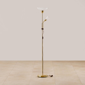 Lámpara de Pie Moderna de Hierro con Pantalla, Lámpara de Pie Contemporánea para Sala de Estar, Dormitorio, Decoración de Hotel, Acabado Dorado Minimalista - Product Image 1