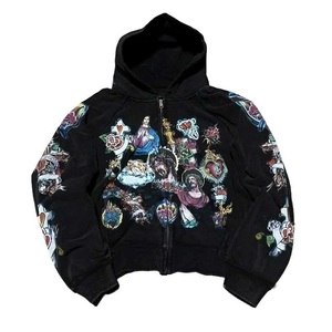 Sudadera con capucha y cremallera estilo streetwear para hombre y mujer, con estampado gráfico, estilo rapero, talla grande, 2.8 de 5 estrellas (44) - Product Image 5