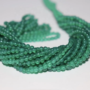 ลูกปัดกลมนิลสีเขียวธรรมชาติขนาด4มม. ลูกปัดอัญมณีสีเขียว - Product Image 1