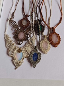 Handmade Macrame Gemstone Pendant <b>Necklaces</b> Multi Color Adjustable Boho Healing Ethnic <b>Statement</b> Jewelry Wholesale - Product Image 3