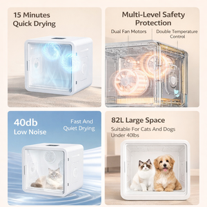 Caja Secadora para Mascotas de Gran Espacio 82L, Gabinete de Secado Automático para Perros y Gatos, Secado Rápido para Múltiples Mascotas, Bajo Ruido, Uso Comercial - Product Image 5