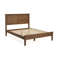 Cadre de lit double en bois classique en noyer Ensembles de chambre à coucher de 5 pièces avec tables de chevet commode pour hôtel appartement