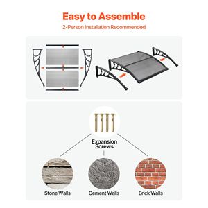 Tende da Sole per Porte Esterne 38 x 40 Pollici con Staffa di Drenaggio in ABS per Protezione da Pioggia, Neve e Sole - Tende da Sole per Ingressi - Product Image 5