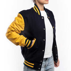<b>Smart</b> Casual <b>Women</b> Letterman <b>Jacket</b> Featuring Snap Front Design And Comfortable Ribbed Cuffs - Product Image 3