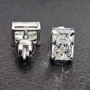 Moissanite 3CT Radiant Cut Diamond <b>Stud</b> Earrings With 925 <b>Silver</b> Fine Romantic Jewelry for Women's Engagement Gift - Product Image 4