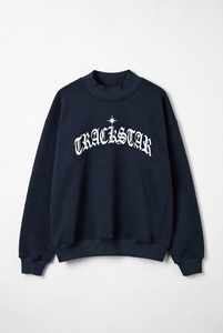 Sudadera Oversize Azul Marino para Mujer con Cuello Alto y Estampado Gráfico Trackstar, Top de Felpa Gruesa - Product Image 1