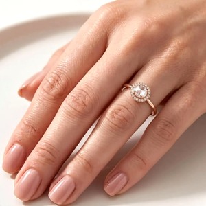 Bague de fiançailles solitaire en or massif 10K 14K 18K avec diamant de laboratoire taille rose ronde, style halo, couleur DEF, clarté VVS-VVS, certifiée IGI - Product Image 2