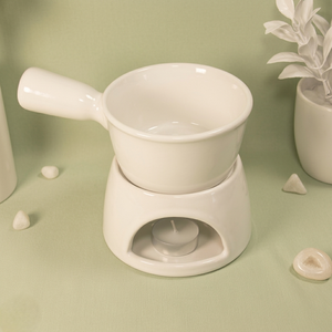 Marmite à fondue en céramique moderne avec poignée et base chauffante à bougie – Bol élégant pour réchauffer le fromage et le chocolat, idéal pour les desserts à la maison et les fêtes - Product Image 2