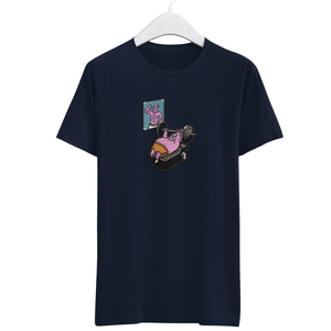 Camiseta Deportiva de Manga Corta para Hombre, Color Azul Marino, Diseño de Dibujos Animados de Patrick, Cuello Redondo, Corte Regular, Estilo Casual, Poliéster/Algodón, Secado Rápido, Transpirable - Product Image 1