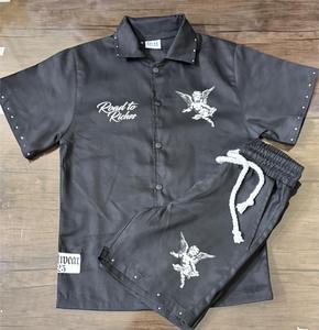 Conjunto de Jeans de Dos Piezas para Hombre, Personalizado, de Secado Rápido, con Serigrafía, de Alta Calidad, Manga Corta, Estilo Urbano - Product Image 1